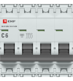 Автоматический выключатель 4P 6А (C) 6кА ВА 47-63N EKF PROxima