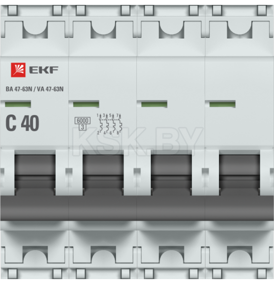 Автоматический выключатель 4P 40А (C) 6кА ВА 47-63N EKF PROxima (M636440C) 