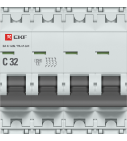 Автоматический выключатель 4P 32А (C) 6кА ВА 47-63N EKF PROxima