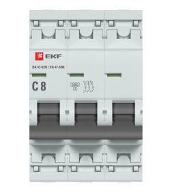 Автоматический выключатель 3P 8А (C) 6кА ВА 47-63N EKF PROxima