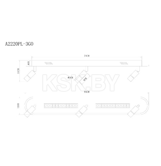 Светильник потолочный Arte Lamp PISCES A2220PL-3GO (A2220PL-3GO) 