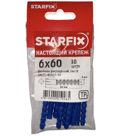 Дюбель распорный 6х60 мм тип K (10 шт в зип-локе) STARFIX