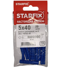 Дюбель распорный 5х40 мм тип K (20 шт в зип-локе) STARFIX 