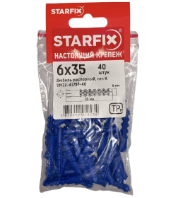 Дюбель распорный 6х35 мм тип K (40 шт в зип-локе) STARFIX