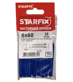 Дюбель распорный 6х60 мм четырехсегментный (10 шт в зип-локе) STARFIX