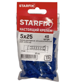 Дюбель распорный 5х25 мм четырехсегментный (40 шт в зип-локе) STARFIX