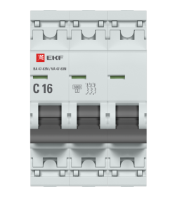 Автоматический выключатель 3P 16А (C) 6кА ВА 47-63N EKF PROxima