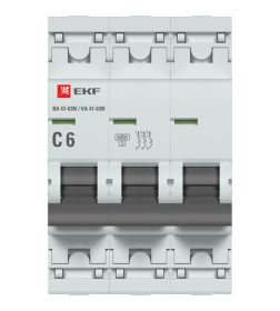 Автоматический выключатель 3P 6А (C) 6кА ВА 47-63N EKF PROxima