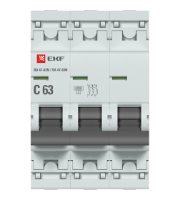 Автоматический выключатель 3P 63А (C) 6кА ВА 47-63N EKF PROxima