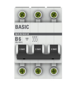 Автоматический выключатель 3P 6А (B) 4,5кА ВА 47-29 Basic