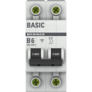 Автоматический выключатель 2P 6А (B) 4,5кА ВА 47-29 Basic (mcb4729-2-06-B) 