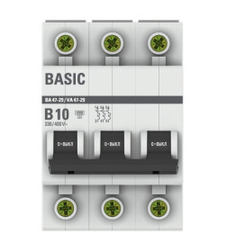 Автоматический выключатель 3P 10А (B) 4,5кА ВА 47-29 Basic