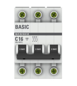 Автоматический выключатель 3P 16А (C) 4,5кА ВА 47-29 Basic