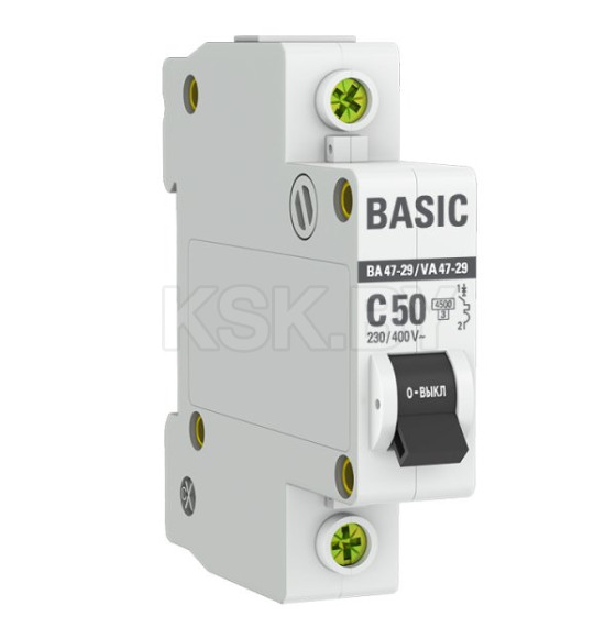 Автоматический выключатель 1P 50А (C) 4,5кА ВА 47-29 Basic (mcb4729-1-50C) 
