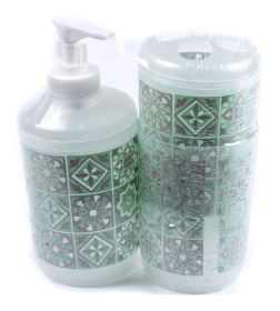 Набор для  ванной комнаты пластиковый,цвет зеленый,3 предмета.арт.58ayh051-1