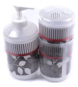 Набор для  ванной комнаты пластиковый,цвет серый,3 предмета.арт.58ayh090