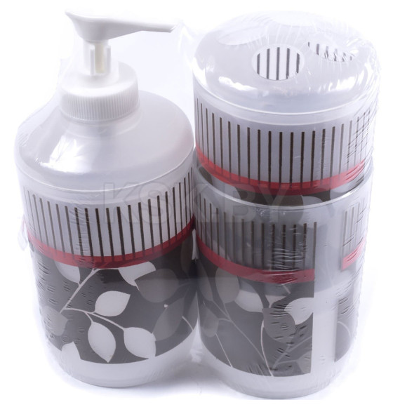 Набор для  ванной комнаты пластиковый,цвет серый,3 предмета.арт.58ayh090 (58ayh090) 