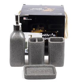 Набор для  ванной комнаты полирезиновый,цвет серый ,4 предмета.арт 26413585