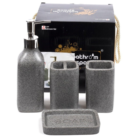 Набор для  ванной комнаты полирезиновый,цвет серый ,4 предмета.арт 26413585 (26413585) 
