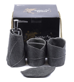 Набор для  ванной комнаты полирезиновый,цвет серый,4 предмета.арт 25736918