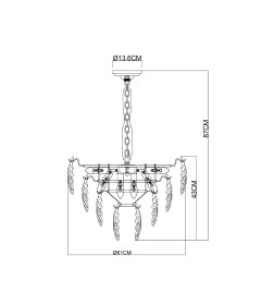 Светильник подвесной Arte Lamp LILLY A4070LM-9GO