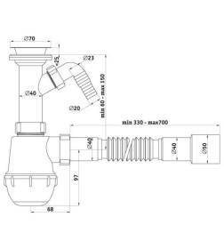 Сифон Ани Грот 1 1/2"*40 с отв.с/м с гибк.трубой 40х40/50 A2015