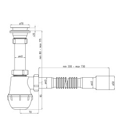 Сифон Ани Грот 1 1/2"*40 с гибкой трубой 40*40х50  A0115