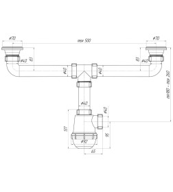 Сифон Ани Грот 1 1/2" двойной   A3000