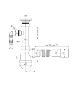 Сифон Ани 1 1/4"*40 с отв. с/м с г/тр. 40х40х50 C1315