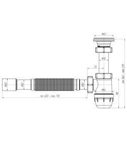 Сифон Ани 1 1/4 *32  "Юнг"с гибкой трубой 32*40 ВМ1015