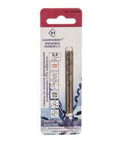 Сверло по металлу  3,5х70 мм Power-Cobalt Р6М5К5 фрезерованное (2 шт.) "Hagwert" 568035