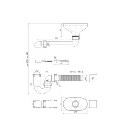 Сифон трубный для умывальника/мойки с воронкой 1 1/2"х40 с разрывом струи 