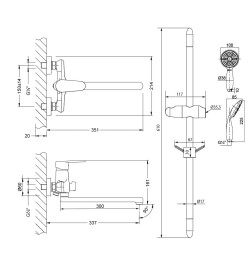 Смеситель для ванны + душ.гарнитур 2в1 Lemark LM0379C 