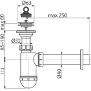 Сифон для умывальника d40 с нерж.реш. d63 и гиб. соед. 40/50 + нак.гайка A41+ A770 (A41+ A770-BL-01) 