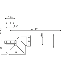 Сифон для умывальника и биде, пластик Ø32 A45F-DN32