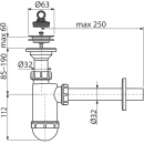 Сифон для умывальника DN32 с нержавеющей peшeткой DN63 A410 (A410-BL-01) 