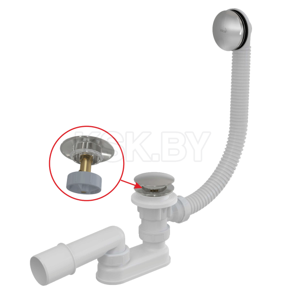 Сифон для ванны клик-клак, металл А504СКМ (A504CKM-BL-01) 