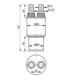 Сифон AlcaPlast АКS6 для сбора конденсата+Переходная муфта HT40/50хG1/2