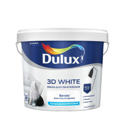 Краска водно-дисперсионная внутренняя DULUX  белая матовая 3D White,  5 л ( кг)