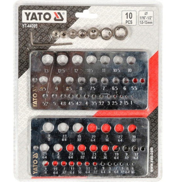 Калибратор для измерения диаметра и глубины отверстия 10пр. YATO (YT-44095) 