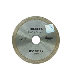 Диск алмазный отрезной 115х20 мм сплошной Master Ceramic Hilberg HM510