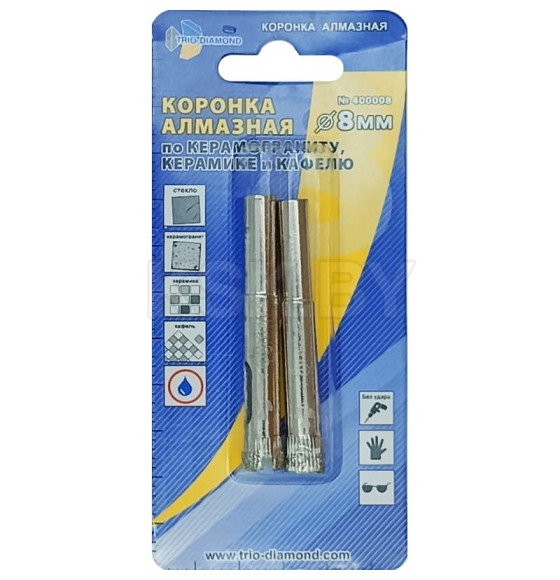 Коронка алмазная по керамике и кафелю  8 мм (2 шт.) Trio-Diamond 400008 (400008) 