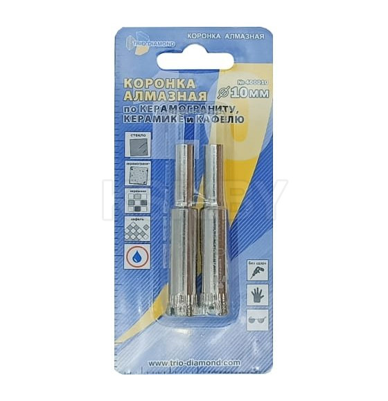 Коронка алмазная по керамике и кафелю 10 мм (2 шт.) Trio-Diamond 400010 (400010) 