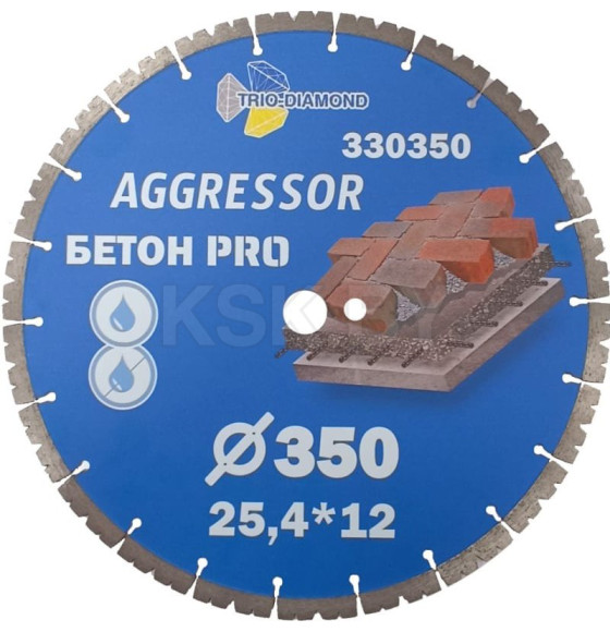 Диск алмазный отрезной 350х25.4х12 мм Бетон PRO AGGRESSOR Trio-Diamond 330350 (330350) 