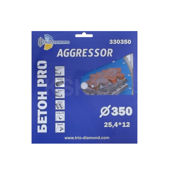 Диск алмазный отрезной 350х25.4х12 мм Бетон PRO AGGRESSOR Trio-Diamond 330350 (330350) 