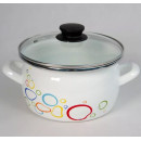 Кастрюля эмалированная "Пузыри цветные" 4,0 л, ручка крышки пластик, (форма сфера) САНТЭКС (1-2440112) 