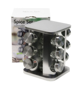 Набор банок для специй стеклянных 12 шт. 92 мл на металлической подставке 962101