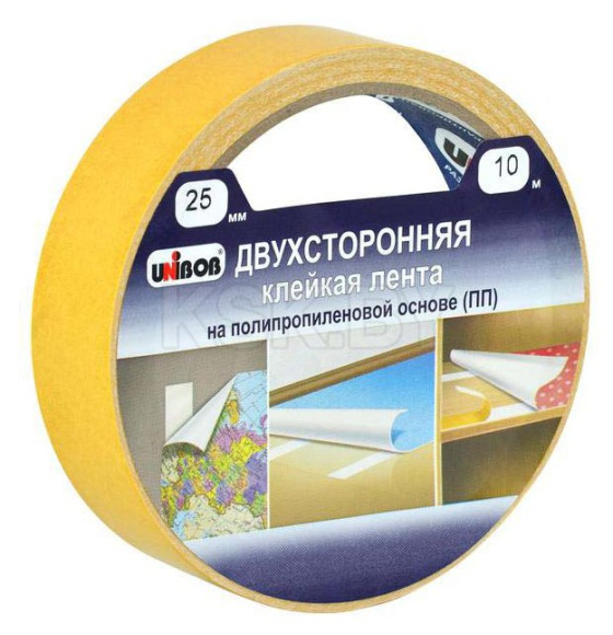 Лента двухсторонняя 25мм х 10м (полипропилен) UNIBOB 38915 (38915) 