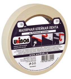 Лента малярная 19мм х 50м белая UNIBOB 28134