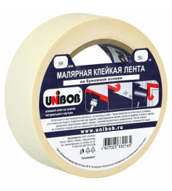 Лента малярная 38мм х 50м белая UNIBOB 28138